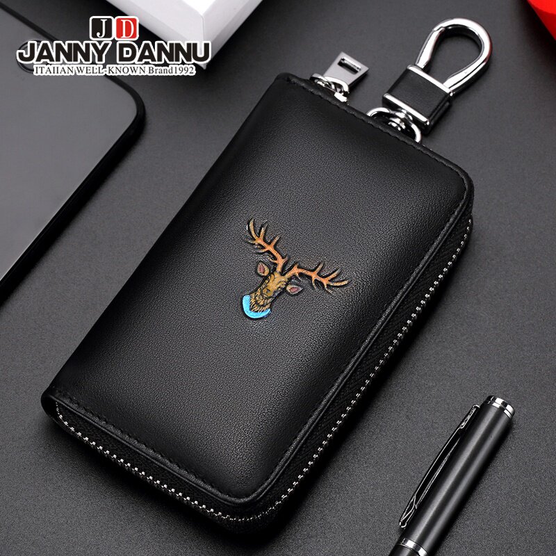 Tide large capacity real key package male zipper male car key package bull skin multifunctional waist padlock pack