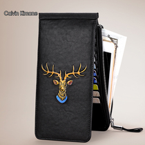 Mens long wallet multi-card leather wallet Ultra-thin bank card sleeve card clip Simple mens card bag