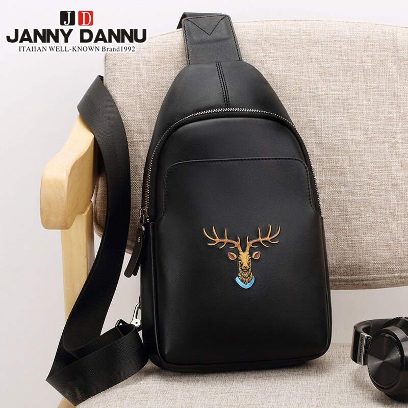 New genuine leather male chest bag men's bag with single shoulder inclined satchel bag for men's leather leisure chest front bag Tide Cards Small