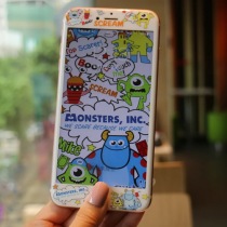 Suitable for apple 8plus cartoon relief tempered glass iphone7 mobile phone adhesive film 6s soft edge color film front film