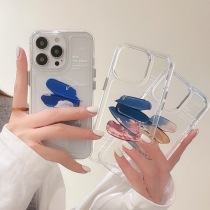 Paint Apple 13Promax mobile phone shell iphone12 transparent anti-fall metal button 11 Silicone Creative Shell