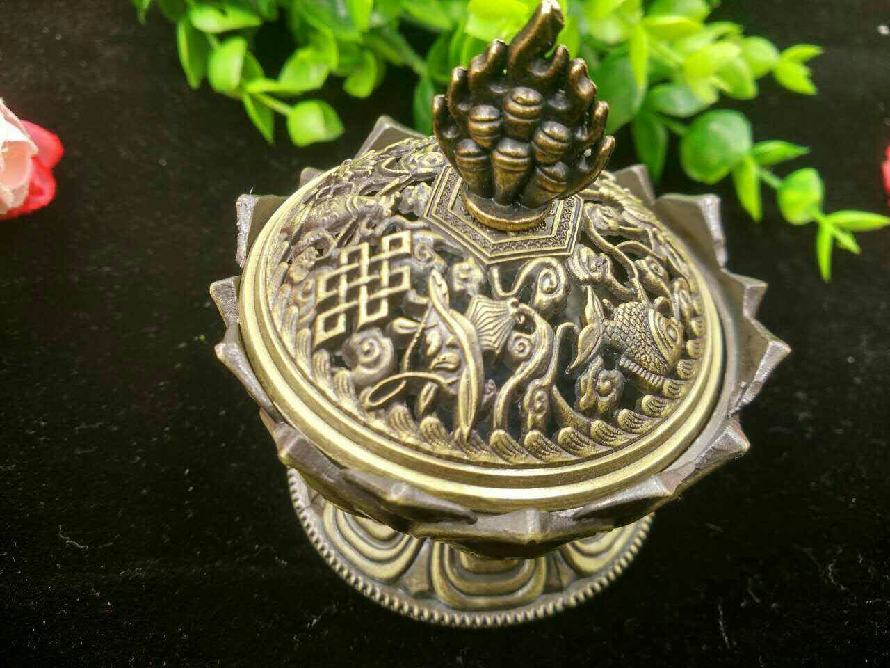 Tibet Handicrafts Round Bronze Products Round Incense Burner Hide Home Supplies Taxiang Balsami Powder Incense Burner