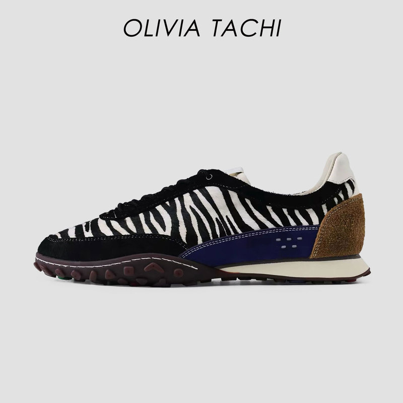 Song Zuer's Same Style Zebra Print Moral Training Shoes, Women's Leopard Print Shoes, Retro Casual Shoes, Thick-Soled Sneakers, Comfortable Running Shoes