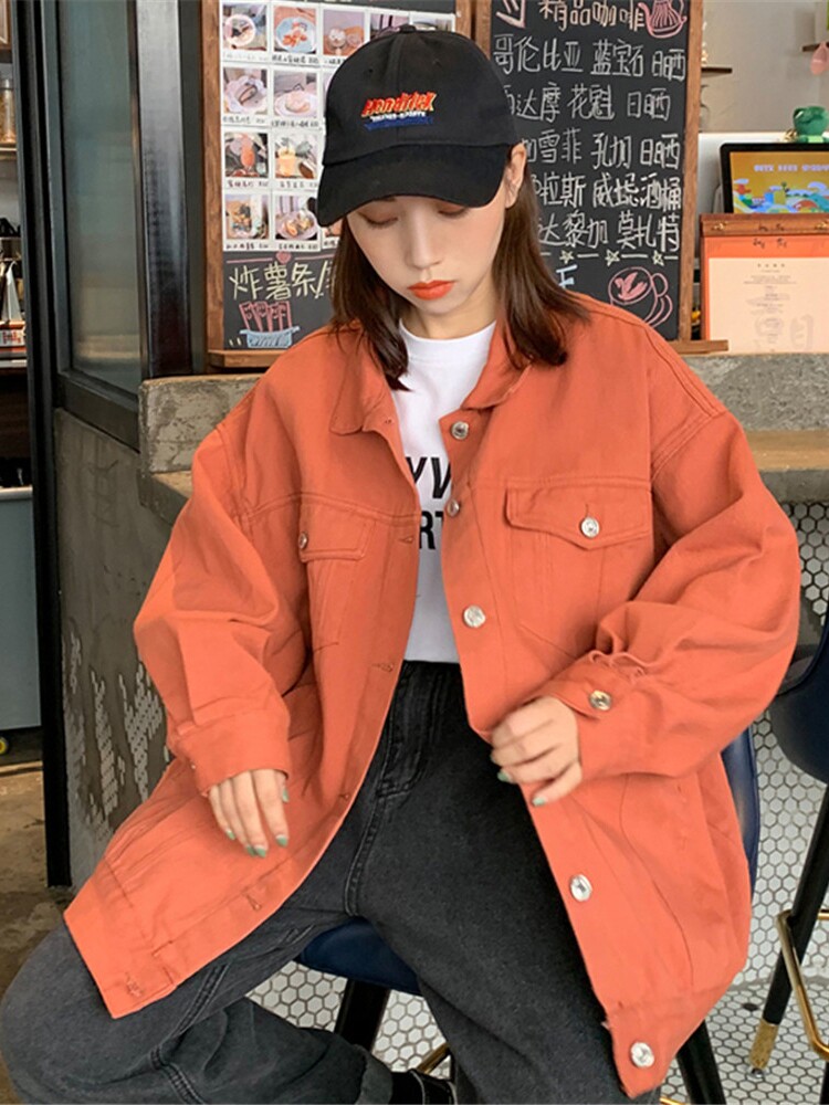 Hong Kong Chao 2023 new spring and autumn cowboy coat female students retro - port windmill installation loose and pure color