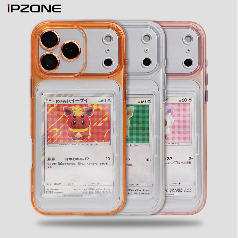 Pokémon Phone Case with Card Holder, Compatible with Apple 17 Pro Max, Opcg, One Piece, iPhone 16 Plus, Full Protection, Anti-Drop, Star Card, Yu-Gi-Oh!, Air Card Holder, 15/14