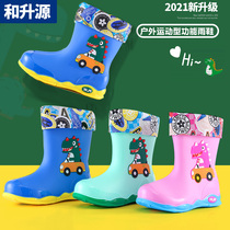 Cartoon rain boots boys short tube winter plus velvet waterproof non-slip water boots rain boots children Girls baby water boots