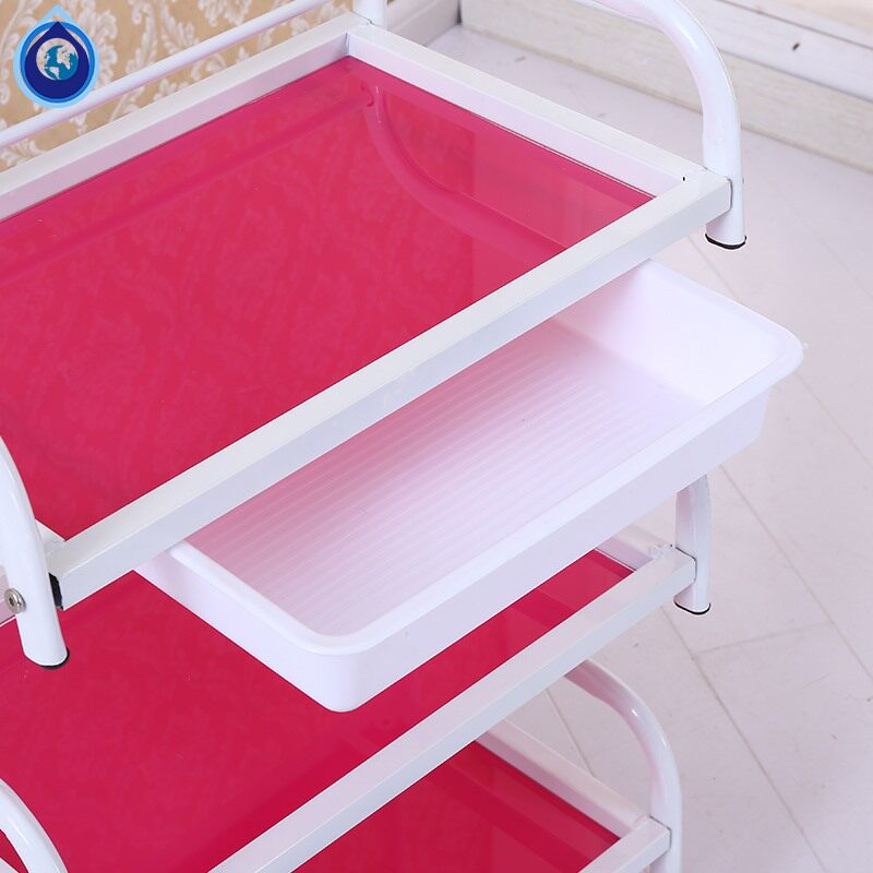 Glass Mobile Beauty Hairdressing Stroller Rack Bar Fire tank car Three layers of drawer Electrocardiogram Embroidered Bronzed