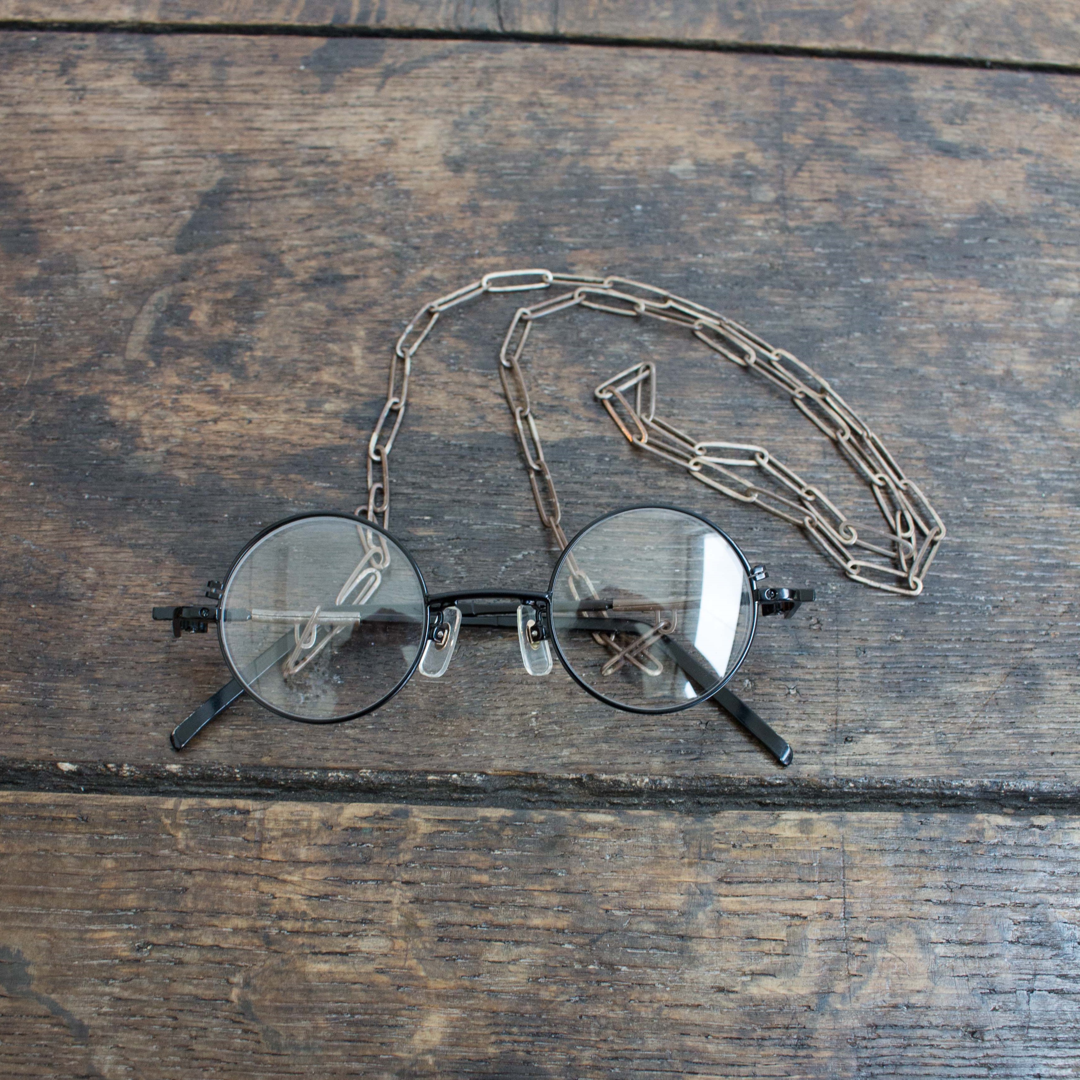 代购】Taichi Murakami O-Megane 黑色圆框做旧银链眼镜-淘宝Taobao