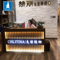 Retro cashier shop small clothing store Bar beauty salon Hotel reception desk custom luminous LOGO