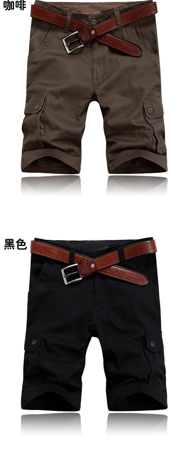 Mùa hè dụng cụ quần short nam mùa hè giản dị nhiều túi nam cotton mỏng cộng với phân bón cộng với quần short đi biển béo quần đùi nam