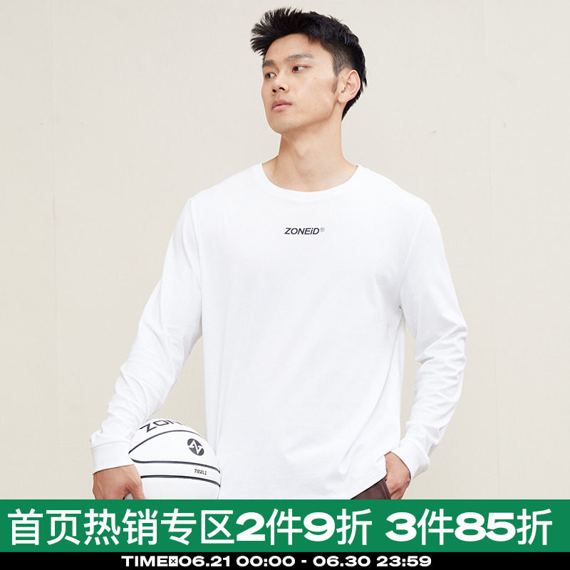 ZONeid 2022 Spring Autumn Round Collar Long Sleeve T-shirt Male Trend Basketball Sports Running Casual Loose Printed Blouse