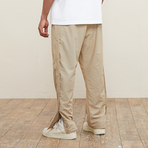 ZONEiD 2021 autumn new straight drum buttoned pants male side row breathable loose tide 100 lap casual long pants