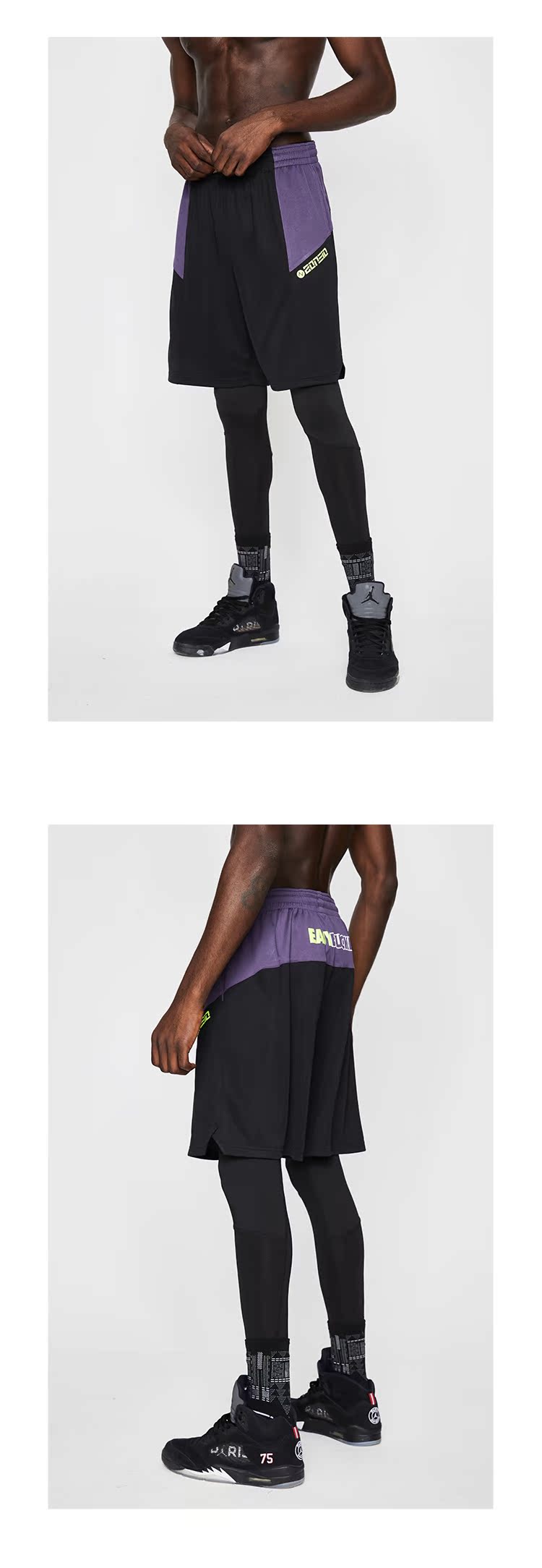ZONEID2019 mới đen quần short bóng rổ nam lỏng lẻo thoáng khí và nhanh khô xu hướng quần short thể thao hip hop - Quần thể thao quần chạy bộ nữ