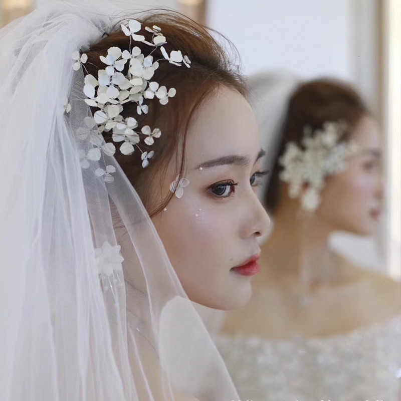Senshi bride wedding headdress fresh Xianmei alloy white paint hair with hair dress styling accessories