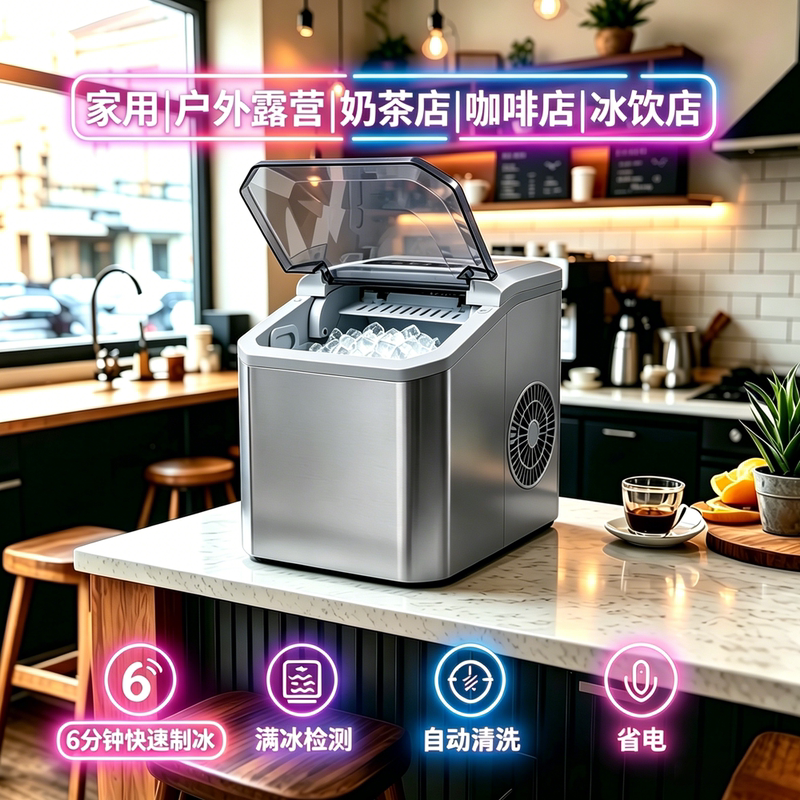 Ice Maker for Home Use, Small Desktop Quick Ice Cube Machine, Fully Automatic Commercial Bullet Ice Coffee Dormitory Mini Countertop Ice Maker for Home Use, Small Desktop Quick Ice Cube Machine, Fully Automatic Commercial Bullet Ice Coffee Dormitory Mini Countertop