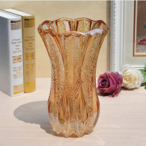 Large European-style golden crystal glass vase flower vase insert fake flower flower bottle Home creative gift decoration fashion