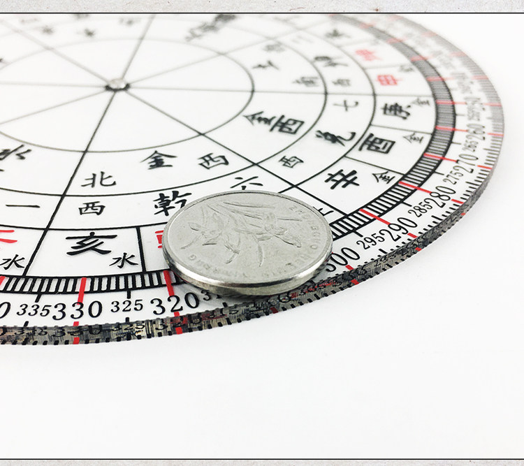 Китайский компас 精制简易八卦立极尺24二十四山透明板高精度绘图尺罗盘布局定位仪