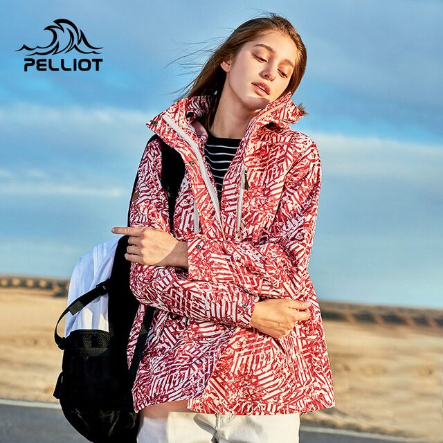 Pelliot Jacket Women's Mid-Length Outdoor Autumn and Winter Thin Trendy Brand Windproof and Waterproof 24 New Windbreaker Jacket