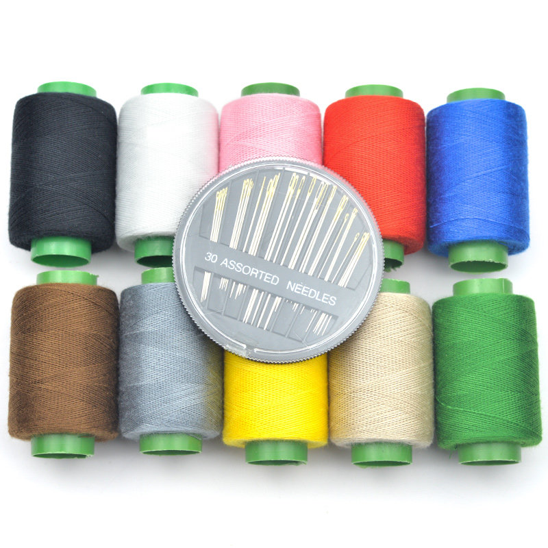 Home hand stitched needle line color sewing dress thread small roll black white 402 handmade sewing thread set