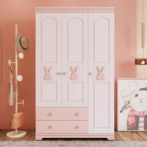 Modern Minimalist Children Wardrobe Rabbit-containing cabinet Nordic girl Three-door wardrobe Young childrens storage closet