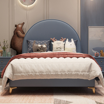 Modern minimalist Childrens bed Princess Bed Backrest Cushion Soft Bag Kid Bed One Meter Five Single Beds Girl Leather Bed Solid Wood