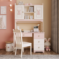 Nordic Children Desk Rabbit Computer Desk Girl Bedroom Desk Bookshelf Composition Pink Right Angle Corner Writing Desk
