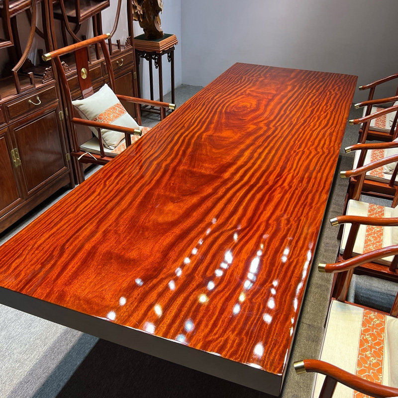 Red Tali solid wood large board tea table tea table Bahua desk desk log whole piece home reception table dining table