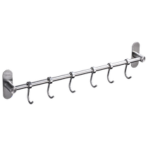 厨房挂钩架免打孔304不锈钢抹布毛巾挂杆一排勺子挂钩置物架挂件