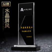 Crystal trophy custom-made creative childrens glass medal licensing company Annual Award free lettering