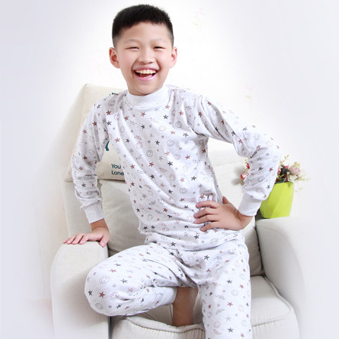 Đồ lót trẻ em đặt quần cotton mùa thu ở cổ áo cotton cao cấp Bộ đồ ngủ trẻ em trong bé trai mùa thu đông ấm áp quan ao tre em