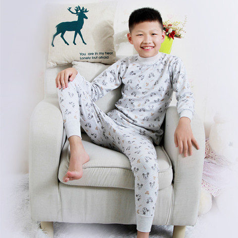 Đồ lót trẻ em đặt quần cotton mùa thu ở cổ áo cotton cao cấp Bộ đồ ngủ trẻ em trong bé trai mùa thu đông ấm áp quan ao tre em