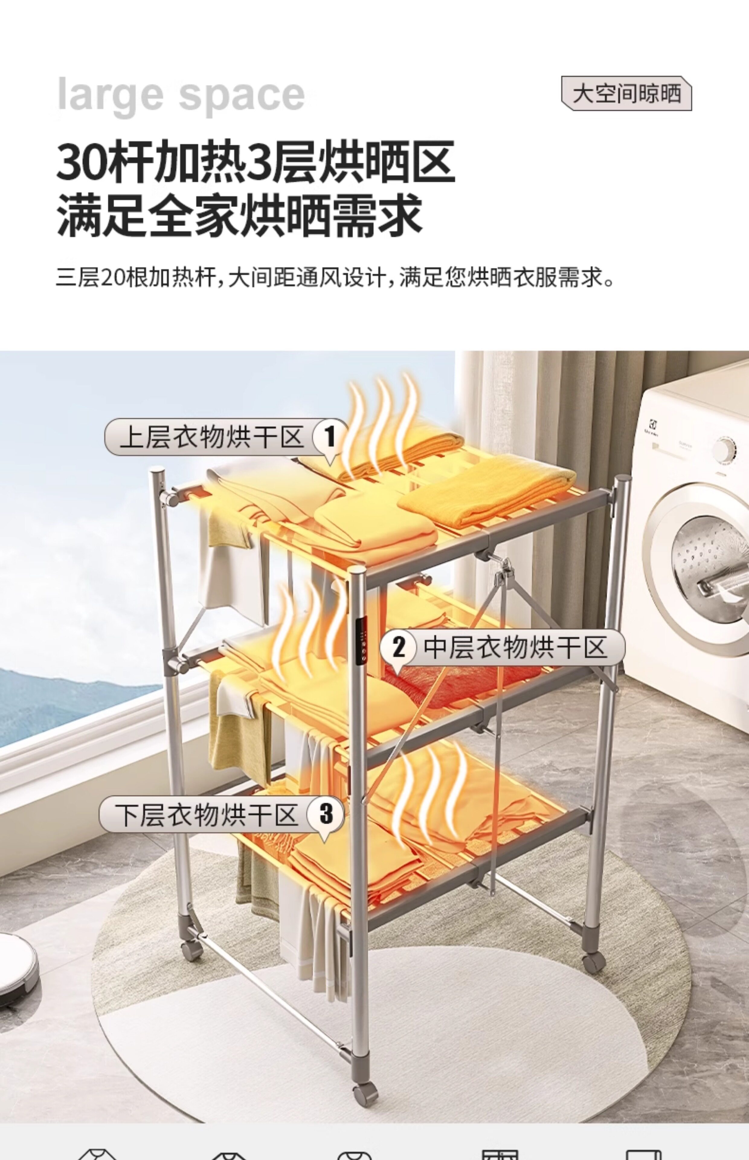 Стеллаж для просушки 想的2025新款烘干机家用烘衣服干衣机折叠烘干机多功能电热家用