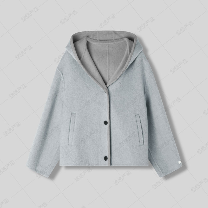 【The Same Model Is Being Sold at 699 in the Cat Cat Store!】Autumn and Winter Design Hooded Double-Sided Wool Coat Bq2-0515