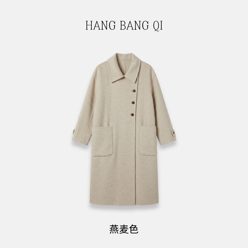[Recommended by Huahua] Hangbangqi [Danish Snow Scenery] Doll Collar Casual Double-Sided Wool Coat Bq2-8386