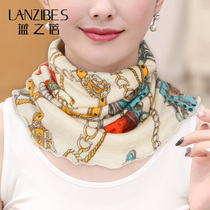 Korean version of the collar cervical collar head female autumn and winter warm wool high collar Joker scarf silk small silk scarf