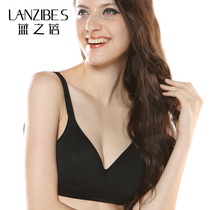Blue Zhibei double-sided silk knitted bra womens underwear mulberry silk thickened adjustment thin non-steel ring breast bra