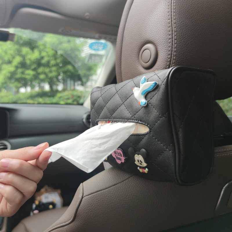 On-board Interior Creative Cute Leather Paper Towels Bag Multifunction versatile Hanging Extractable Sanitary Paper Bag Chair Backrest box use