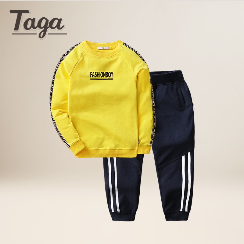 Quần áo nam Taga trẻ em Set 2020 mùa xuân và Set vòng cổ áo mùa thu Outfit mới Trẻ em Medium Big Kids Set 2 mảnh bộ.