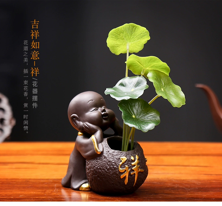 Sáng tạo cửa hàng thú cưng trà cát màu tím có thể nâng cao cá nhân bộ trà trang trí nghệ thuật trà nhỏ nhà sư trang trí Zen nhỏ shami - Trà sứ