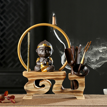 Sun Wukong ornaments Tea ceremony six gentleman set Black Sandalwood set tea making tools Gongfu tea accessories 6-piece set