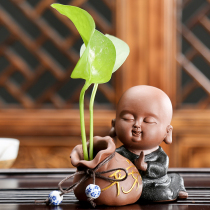 Creative home tea pet ornaments boutique can raise a small monk Tea art small ornaments Zen little monk hydroponic flower arrangement