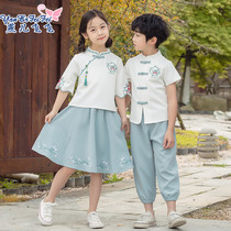 Hanfu girls summer clothes 2020 new short-sleeved children boys costume summer Tong Tang suit two-piece