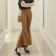 Summer high waist slim fishtail big flared pants women's new cropped pants Korean swing pants slim big feet wide leg pants