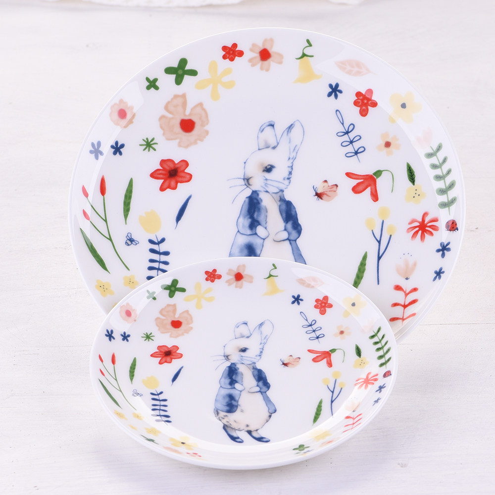 Bone Porcelain Korean Cartoon Animation Circular Dish Plate Plate Household Steakfast Breakfast Creativity