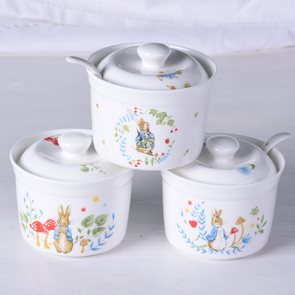 Export British bone china rabbit tableware seasoning jar seasoning box sugar jar salt shaker cute cartoon set ceramics