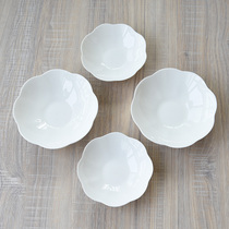 Pure White Bone Porcelain Flower Type Bowl Minima High-end Snack Bowl Fruit Small Bowl Home Dish Bowl Practical Bowl Suit