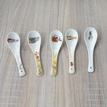 Household small spoon Cereal spoon stirring rice spoon spoon Bone china ceramic daily cartoon cute