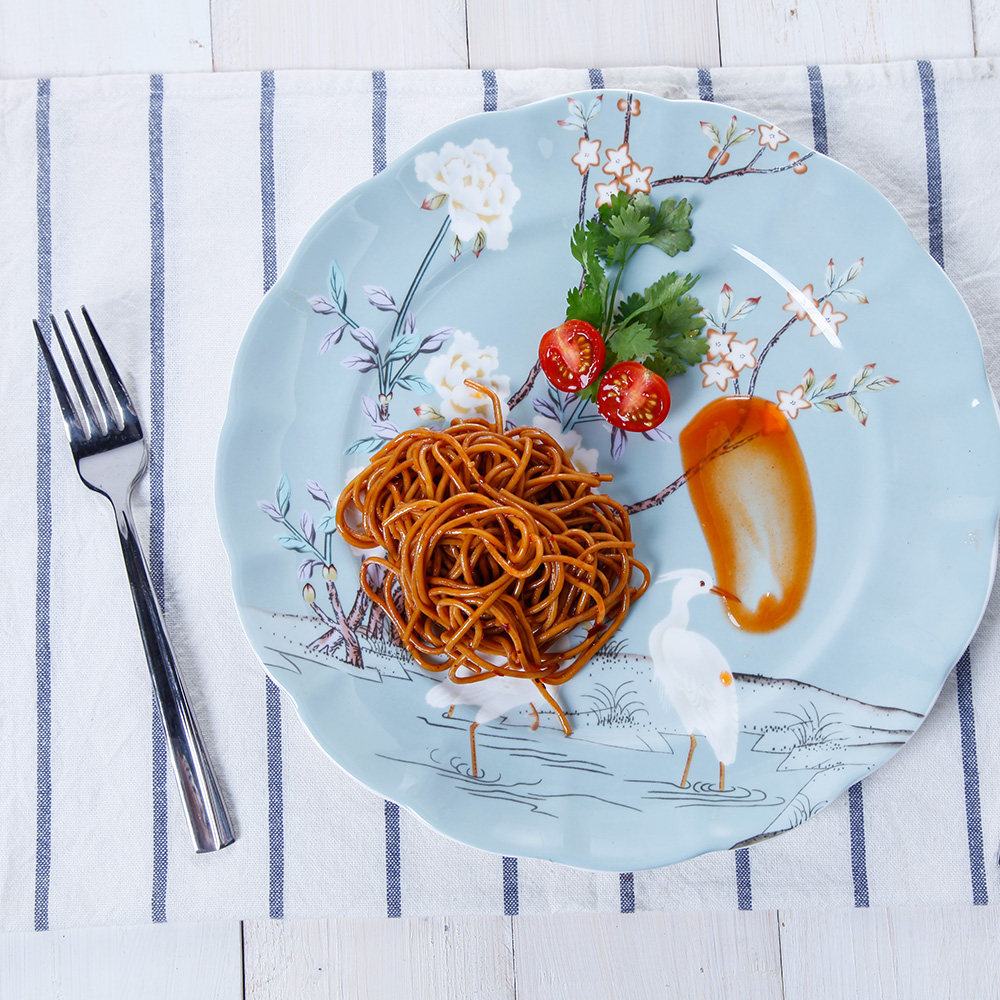 English afternoon tea dessert breakfast plate high-end bone china tableware western steak plate European creative 10 5 inches