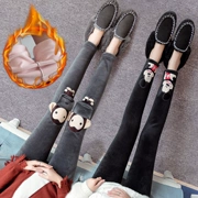 Bà bầu quần legging mùa đông mặc quần tây thu đông 2018 thời trang mới cộng với nhung dày lên bụng nâng quần cotton ấm áp