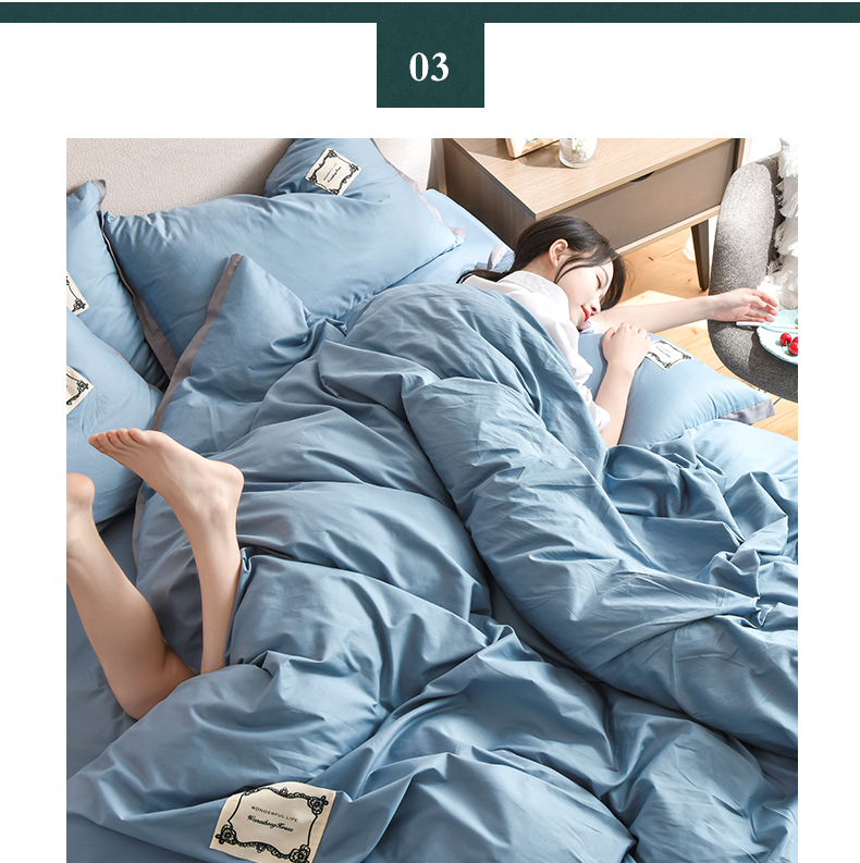 Khăn trải giường bằng vải cotton bốn mảnh màu đỏ trải giường mùa hè ký túc xá giường ba mảnh bedding Bộ đồ giường gió Bắc Âu - Bộ đồ giường bốn mảnh gối mền 2 trong 1
